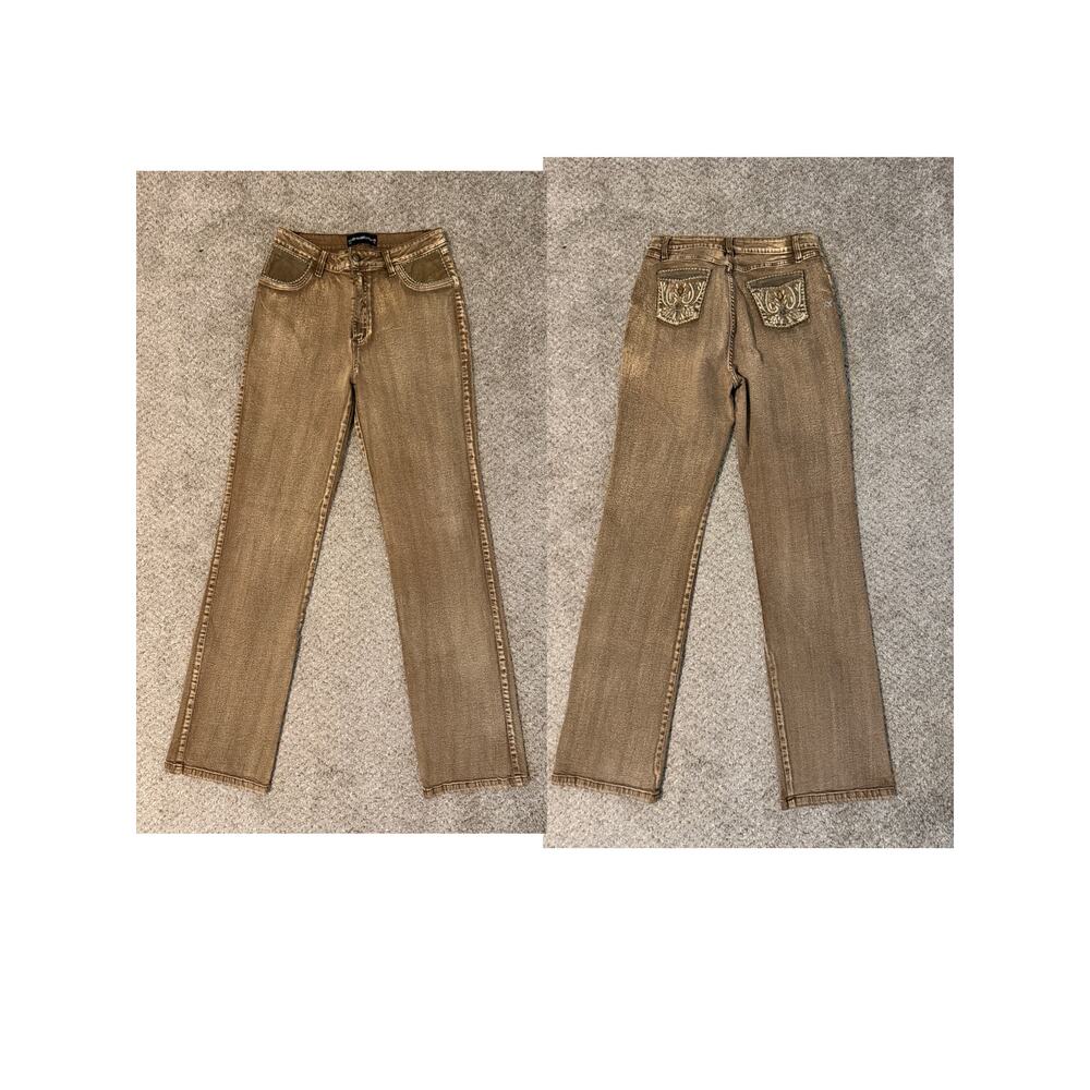 BrazilRoxx Women’s Sz 10 Brown Wash Bootcut Jeans Suede Embroidered Y2K Style - Picture 2 of 12